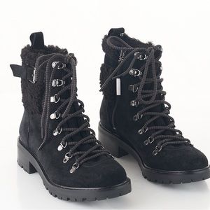 Sam Edelman Tenlee Fur-Trimmed Suede Hiking Boots. Gently worn